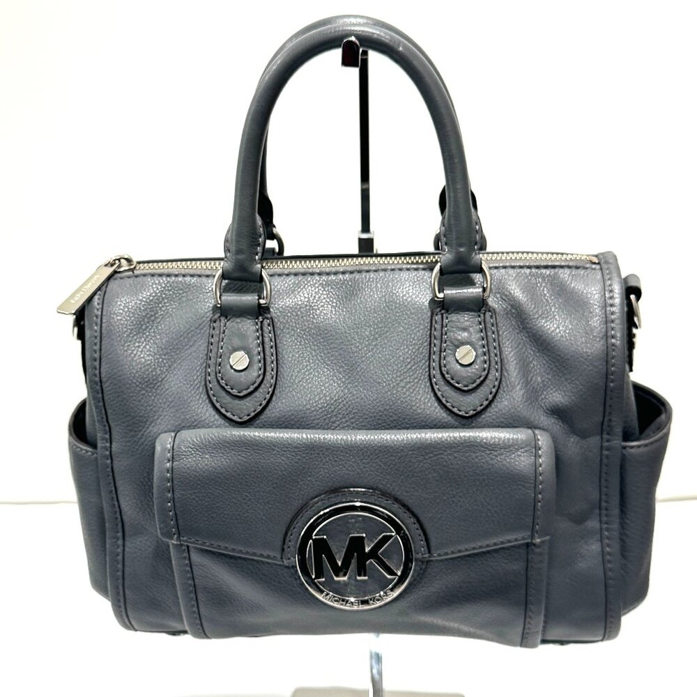 Michael Kors Margo Slate Grey Satchel Detachable Crossbody Strap EUC